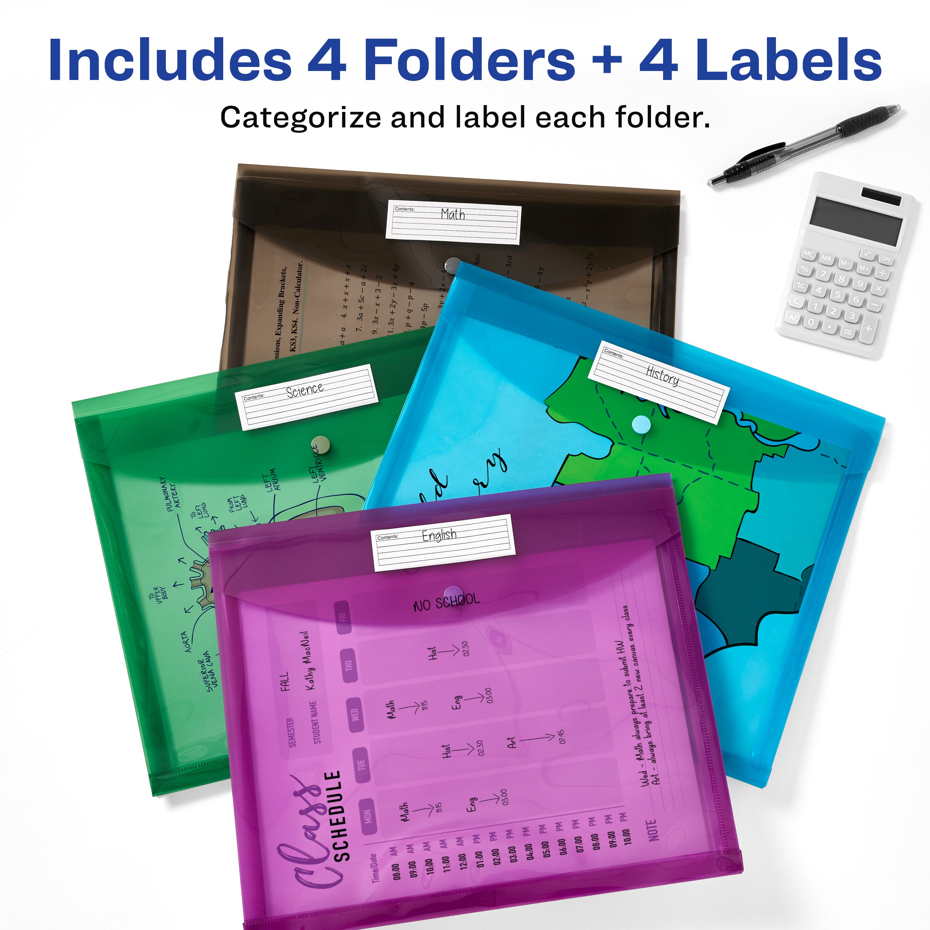 Document Holder Envelope, 4-Color 4-Pack 73556 | Avery